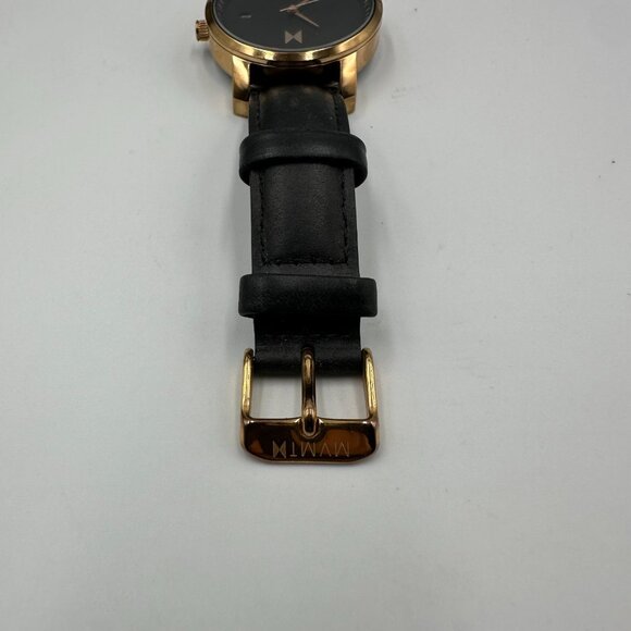 MVMT Watch Women Rose Gold Tone Black Date Window Leather Band Works 9" - Picture 5 of 12